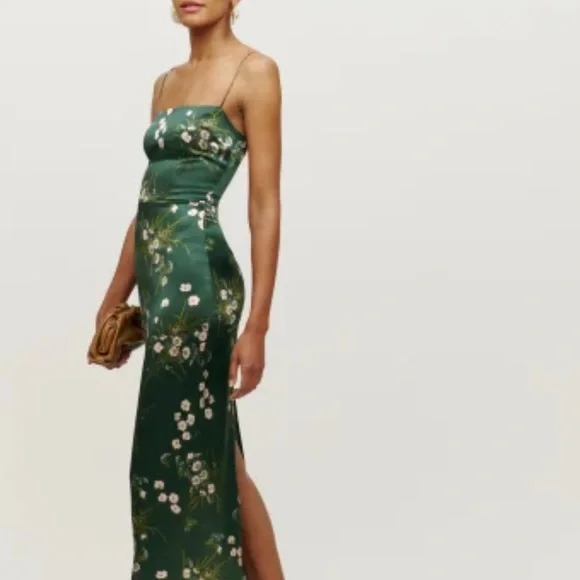 NWT Reformation Frankie Silk Dress Buena - Picture 1 of 9